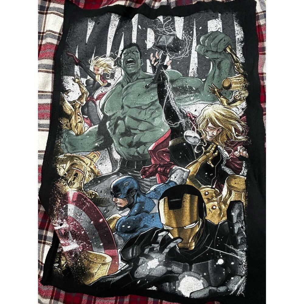 Marvel Avengers Croft & Barrow Upcycled Plaid Flannel Shirt Men’s Medium OOAK - Picture 11 of 11